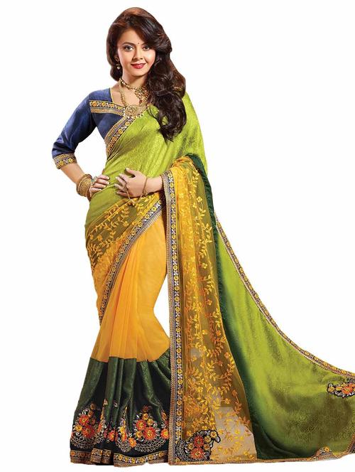 multicolored georgette half and half saree with blouse - 10428796 - Very Small Image - 1