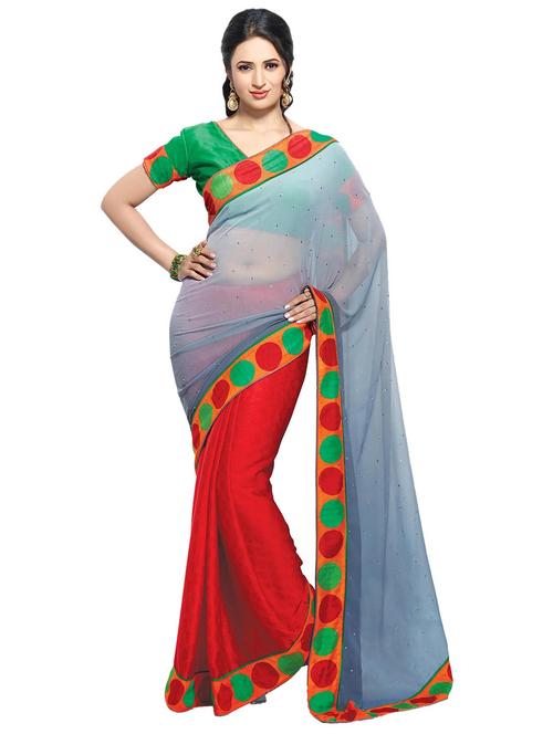 multi colored georgette saree with blouse - 10428832 - Very Small Image - 1