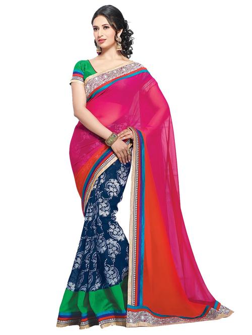 multi colored georgette saree with blouse - 10428833 - Very Small Image - 1