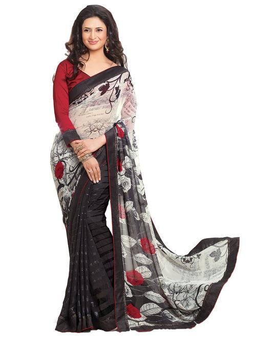 multi colored georgette saree with blouse - 10428849 - Very Small Image - 1