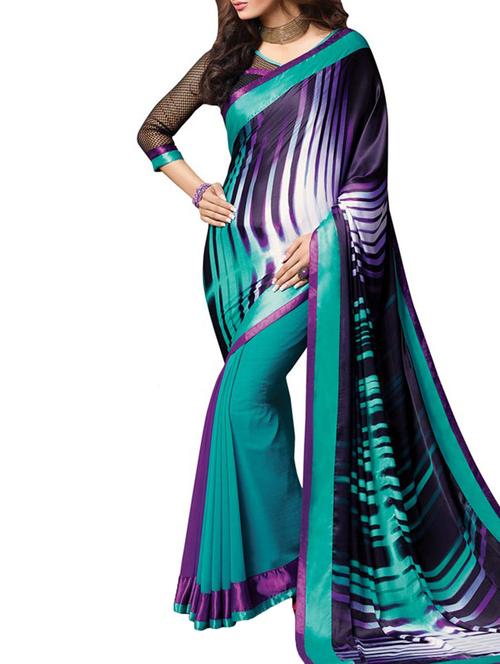 multi colored georgette printed saree with blouse - 10428888 - Very Small Image - 1