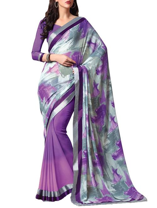 multi colored georgette printed saree with blouse - 10428891 - Very Small Image - 1
