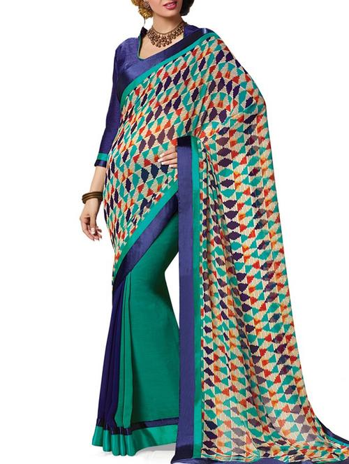 multi colored georgette printed saree with blouse - 10428894 - Very Small Image - 1