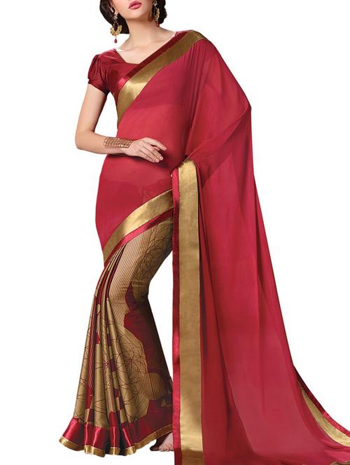 multi colored georgette printed saree with blouse - 10428896 - Very Small Image - 1