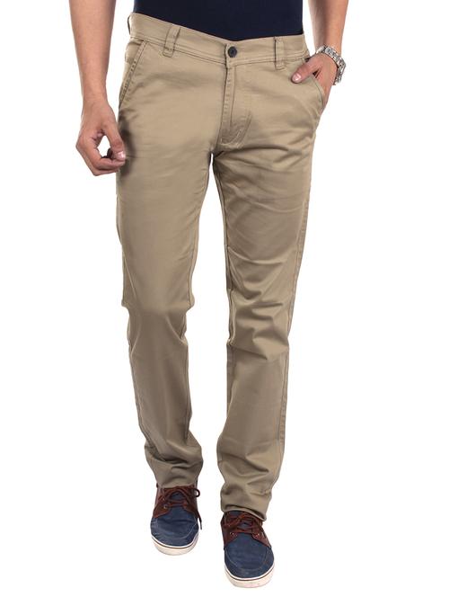 beige cotton casual trousers - 10429490 - Very Small Image - 1