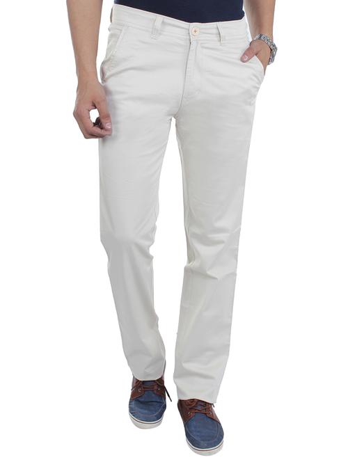 ivory cotton casual trousers - 10429491 - Very Small Image - 1