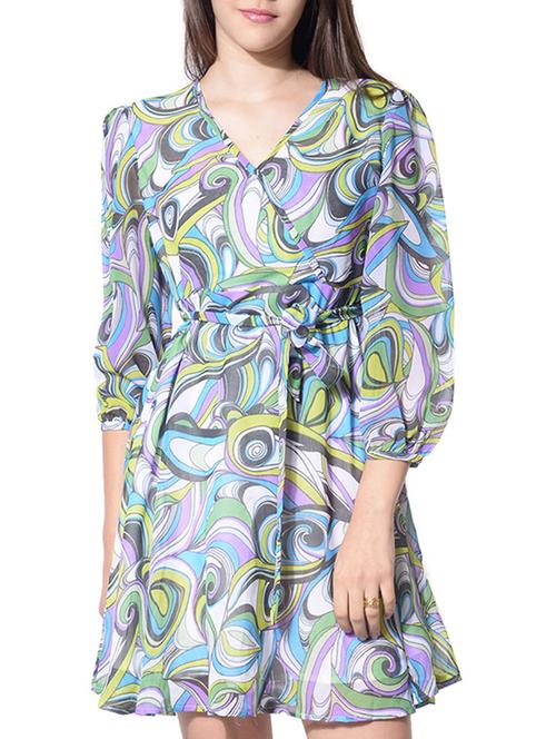 multi colored poly georgette dress - 10431071 - Very Small Image - 1