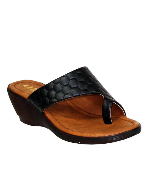 black leatherette wedge - 10434806 - Very Small Image - 1
