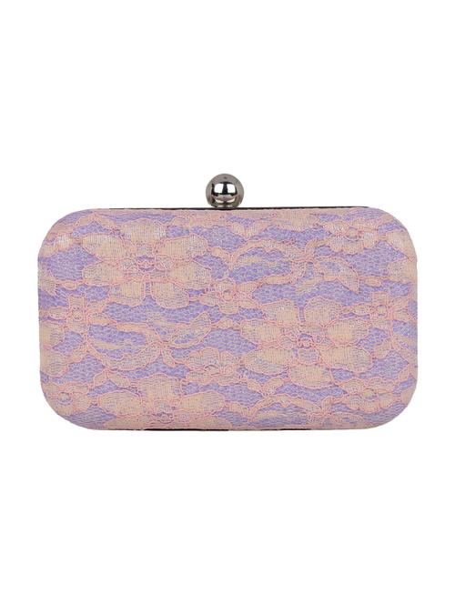 purple leatherette lace box clutch - 10435354 - Very Small Image - 1