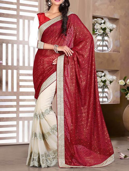 red brasso saree - 10437912 - Very Small Image - 1