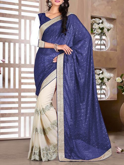 blue brasso saree - 10437913 - Very Small Image - 1