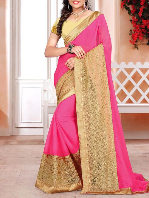 pink brasso saree - 10437916 - Very Small Image - 1