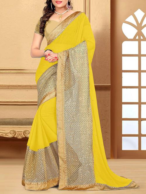 yellow brasso saree - 10437923 - Very Small Image - 1