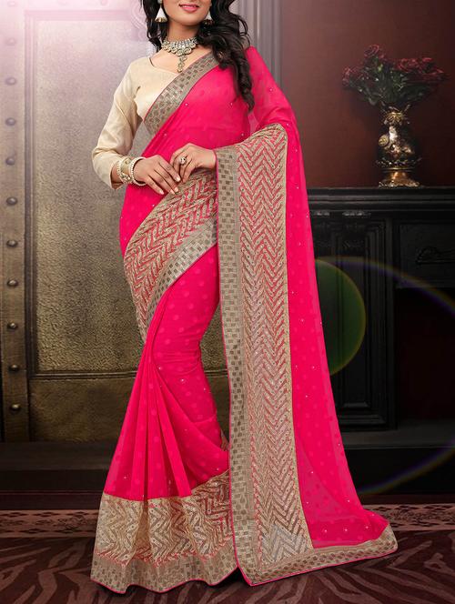 dark pink chiffon saree - 10437927 - Very Small Image - 1
