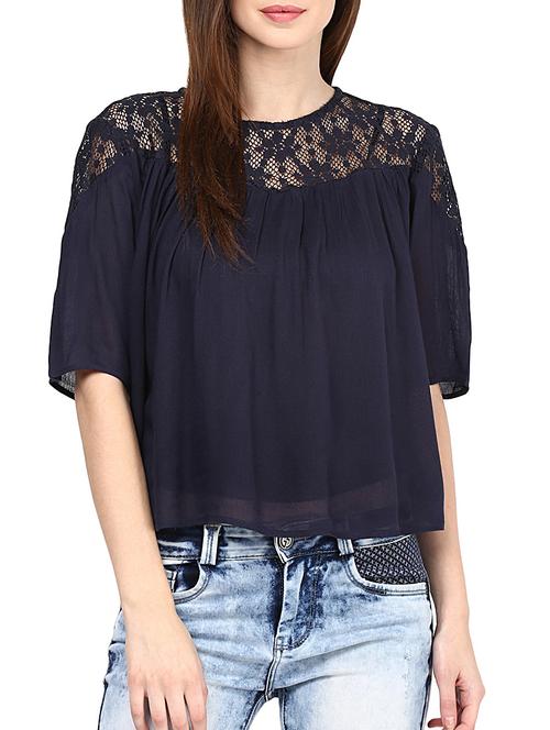 harpa navy viscose top - 10438425 - Very Small Image - 1