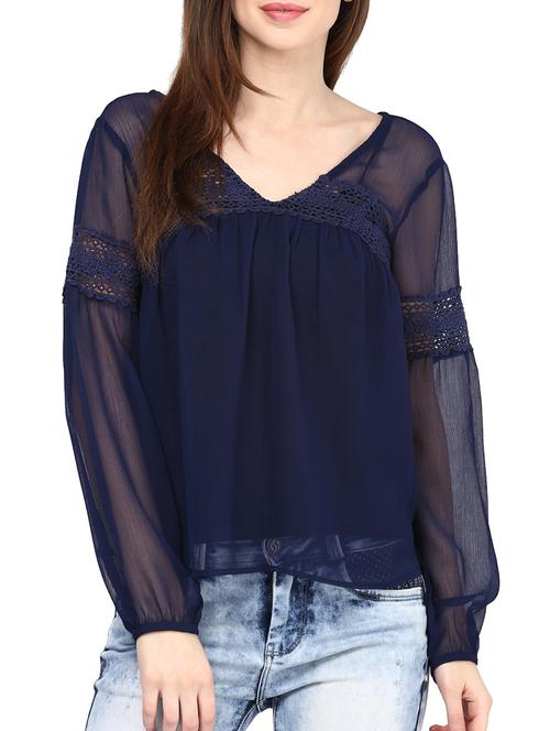 harpa navy chiffon top - 10438448 - Very Small Image - 1