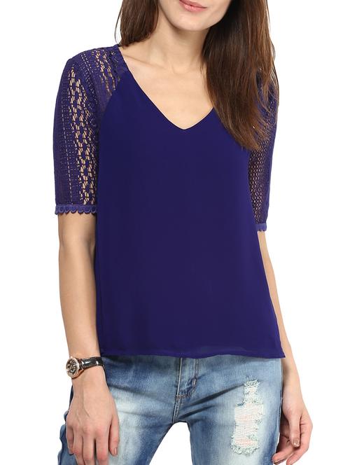 lace panel solid top - 10438488 - Very Small Image - 1