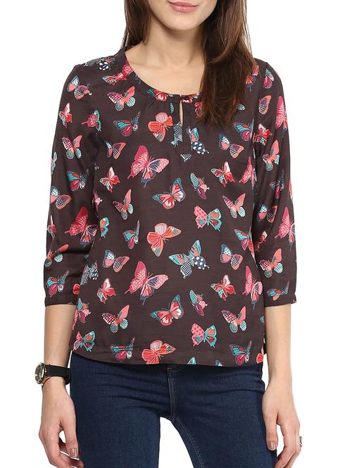 harpa brown rayon top - 10438518 - Very Small Image - 1
