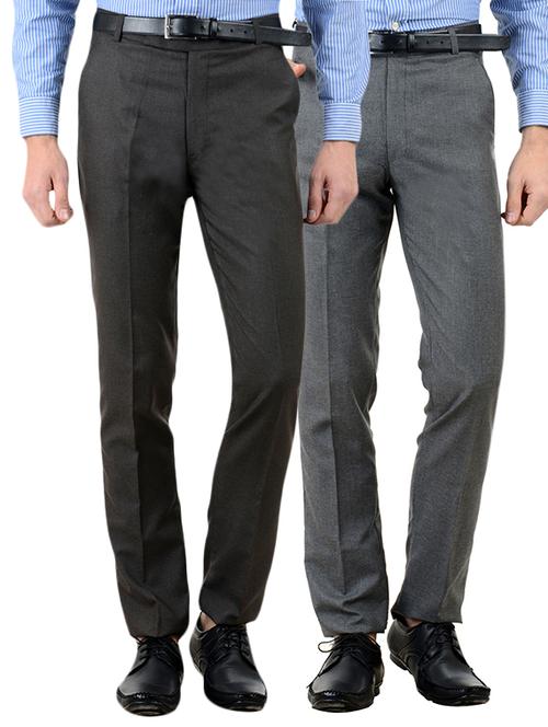 multi colored cotton formal trouser (set of 2) - 10439553 - Very Small Image - 1