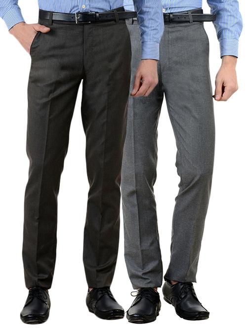 multi colored cotton formal trouser (set of 2) - 10439554 - Very Small Image - 1