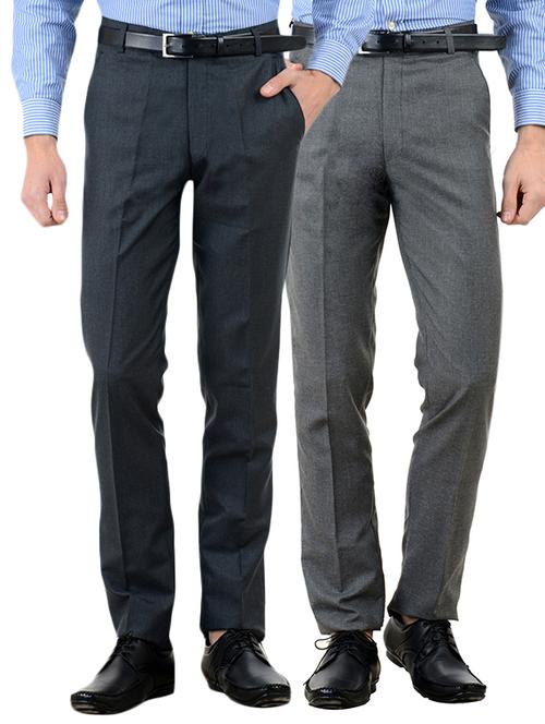 multi colored cotton formal trouser (set of 2) - 10439555 - Very Small Image - 1