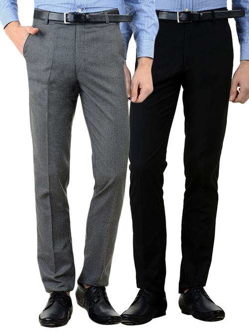 multi colored cotton formal trouser (set of 2) - 10439565 - Very Small Image - 1