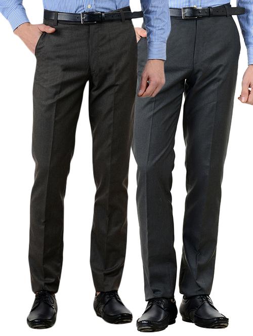 multi colored cotton formal trouser (set of 2) - 10439566 - Very Small Image - 1