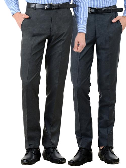 multi colored cotton flat front formal trouser - 10439567 - Very Small Image - 1
