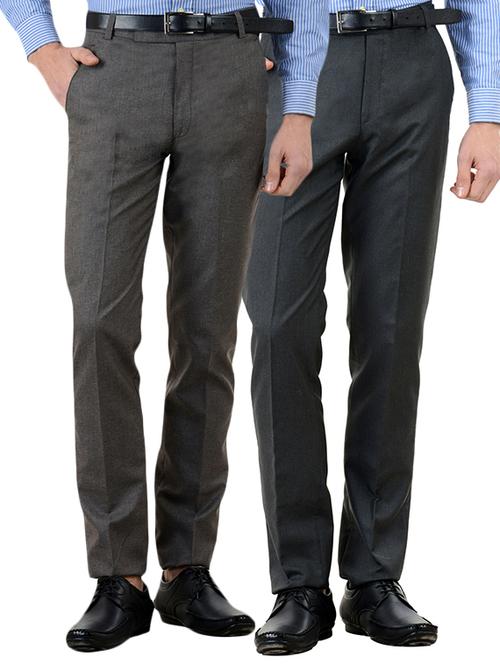 multi colored cotton formal trouser (set of 2) - 10439570 - Very Small Image - 1