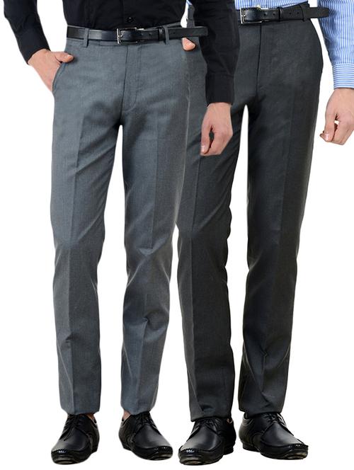 multi colored cotton flat front formal trouser - 10439573 - Very Small Image - 1