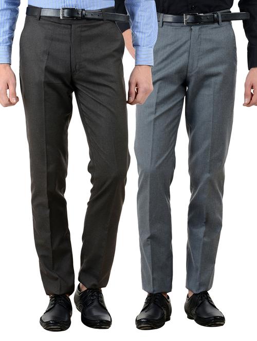 multi colored cotton flat front formal trouser - 10439585 - Very Small Image - 1