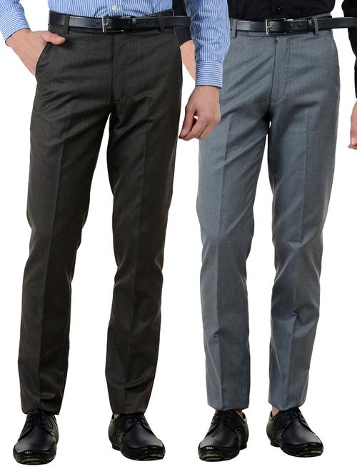 multi colored cotton formal trouser (set of 2) - 10439596 - Very Small Image - 1
