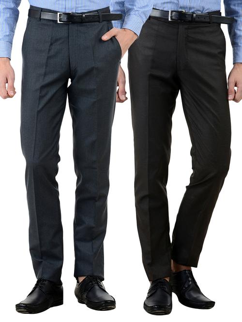 multi colored cotton flat front formal trouser - 10439605 - Very Small Image - 1