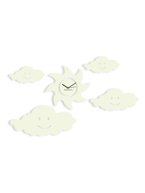 white smiling clouds wall clock - 10447006 - Very Small Image - 1