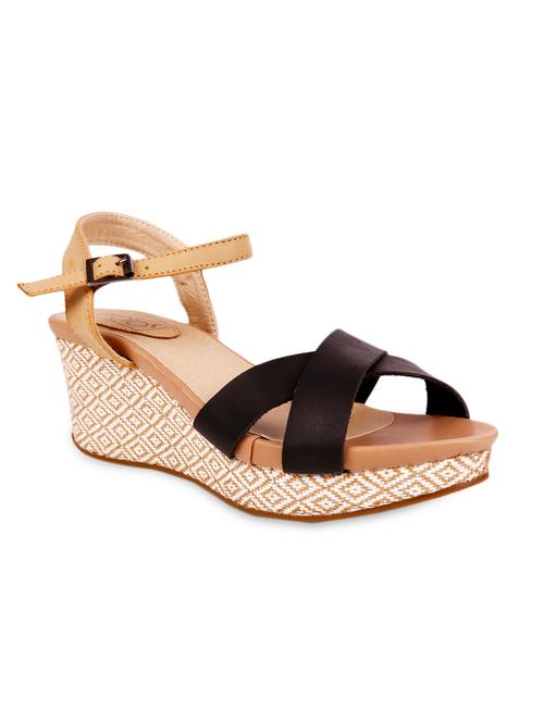 tan and black ankle-strap platform wedges - 1044819 - Very Small Image - 1