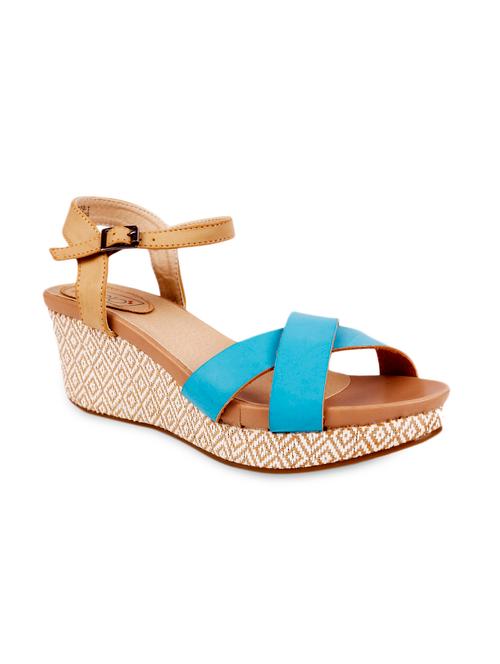 tan and blue ankle-strap wedges - 1044820 - Very Small Image - 1
