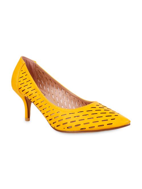 yellow cutwork detail kitten heel pumps - 1044840 - Very Small Image - 1