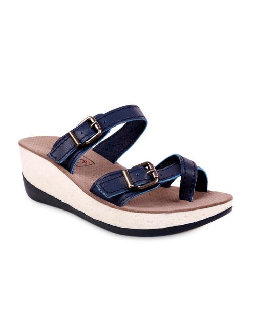 buckle strapped navy blue platform slip-ons - 1044845 - Very Small Image - 1