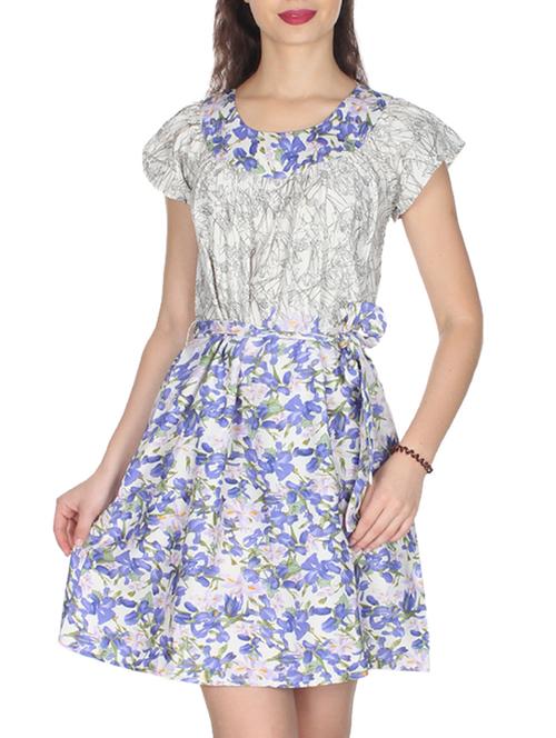 blue floral a-line dress - 10449475 - Very Small Image - 1