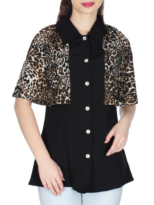 black polyester regular shirt - 10449478 - Very Small Image - 1