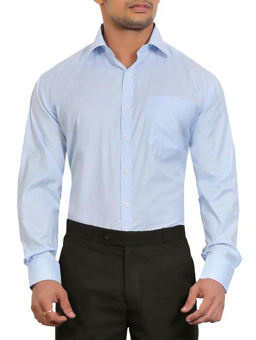 light blue cotton formal shirt - 10452977 - Very Small Image - 1