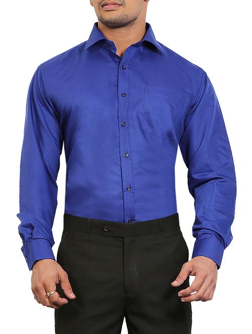 blue cotton formal shirt - 10453016 - Very Small Image - 1
