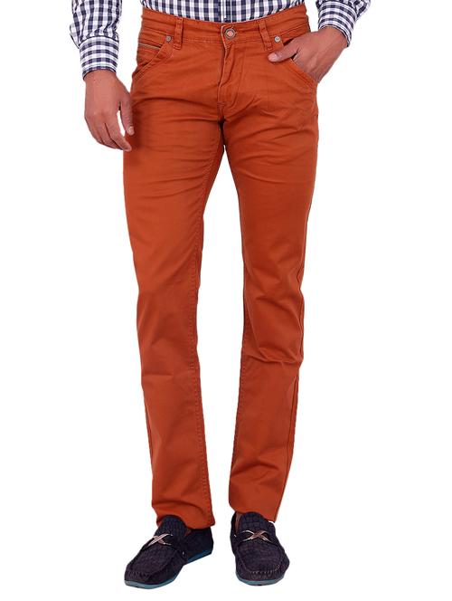 orange cotton casual trousers - 10453239 - Very Small Image - 1