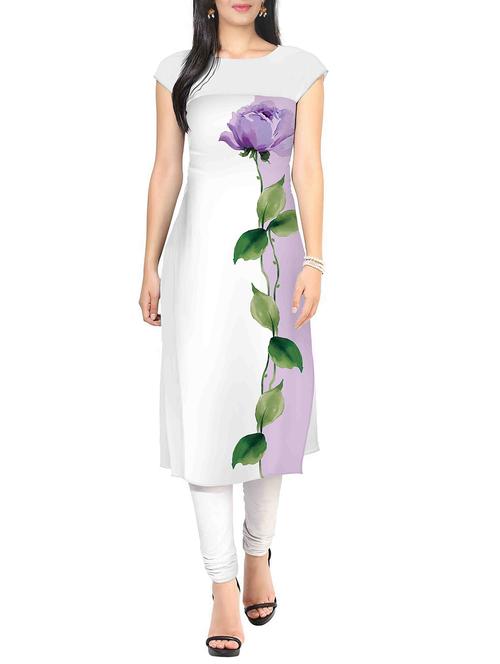 white faux crepe kurta - 10457507 - Very Small Image - 1