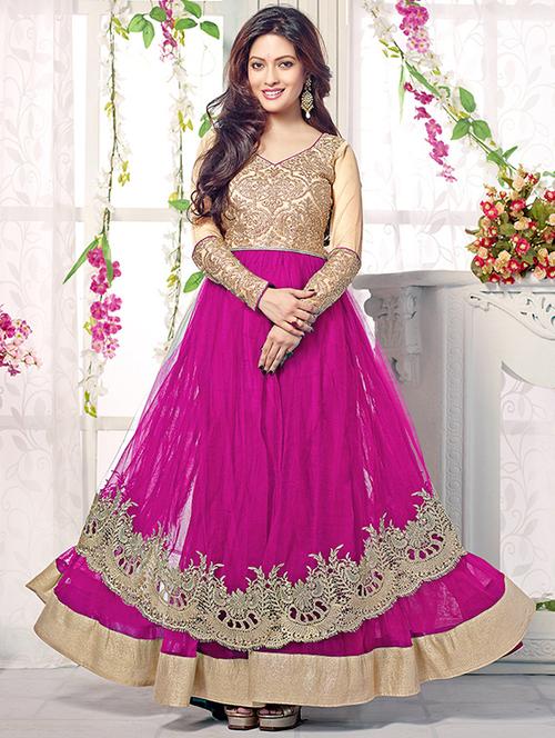 pink net unstitched suit - 10458194 - Very Small Image - 1