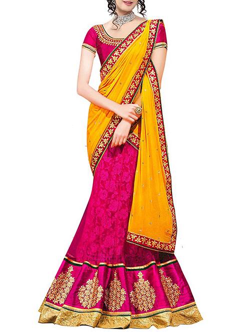 pink net lehenga - 10458262 - Very Small Image - 1