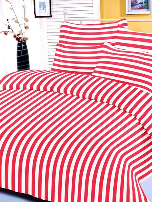 valtellina checkered red cotton double bed sheet with 2 pillow cover - tc-250 - 10458913 - Very Small Image - 1