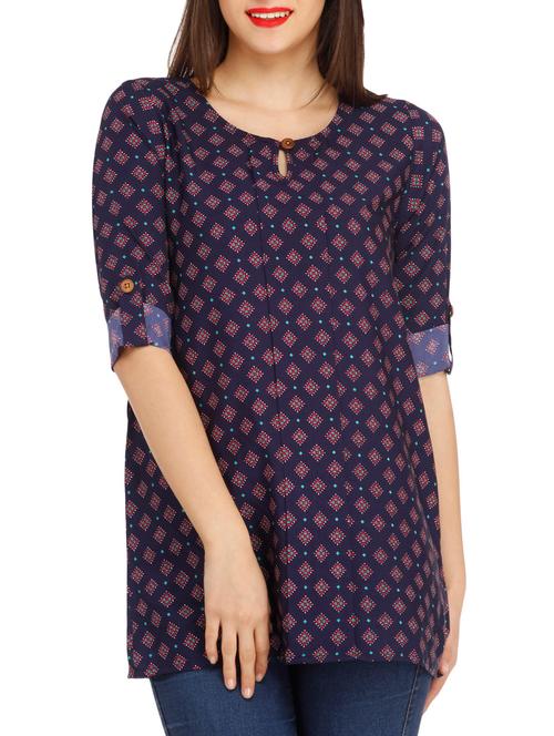 blue printed tunic - 10460919 - Very Small Image - 1