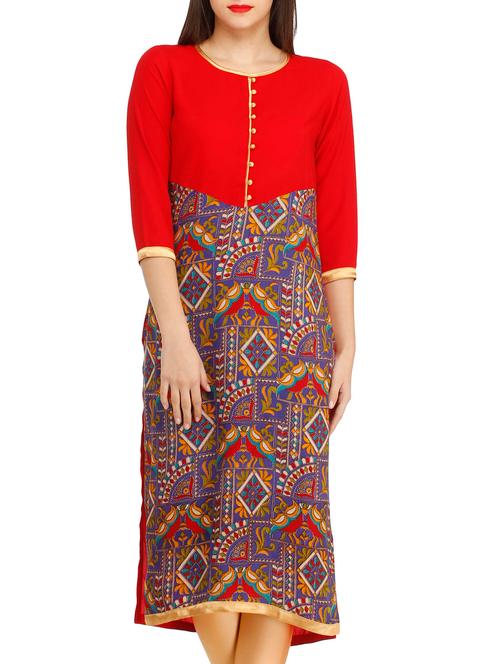 red straight kurta - 10460967 - Very Small Image - 1