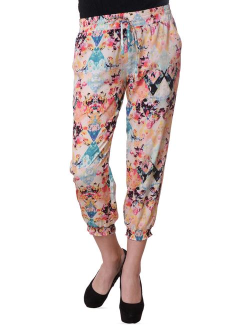 abstract printed polyester joggers pant - 1046616 - Very Small Image - 1